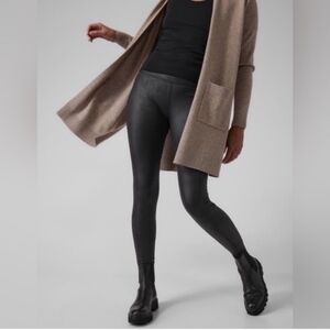 NWT Athleta Delancey Gleam Tight Faux Leather Black XSmall